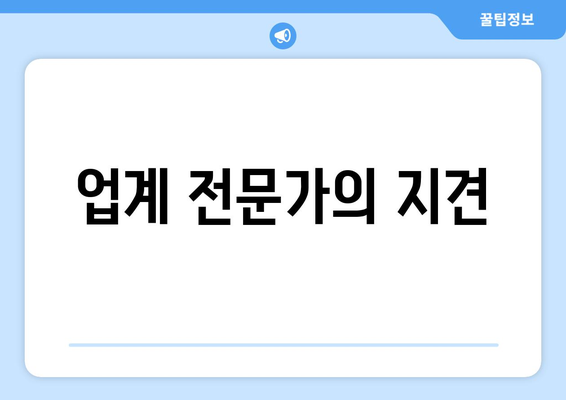 업계 전문가의 지견