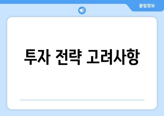 투자 전략 고려사항