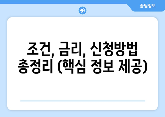 조건, 금리, 신청방법 총정리 (핵심 정보 제공)