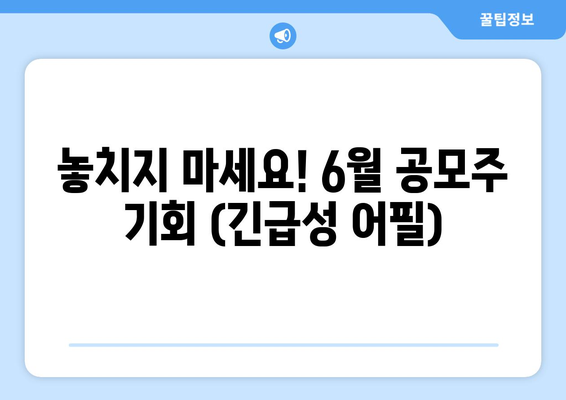 놓치지 마세요! 6월 공모주 기회 (긴급성 어필)