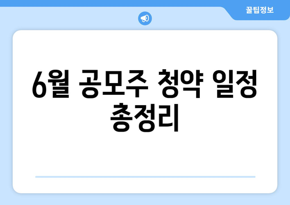 6월 공모주 청약 일정 총정리