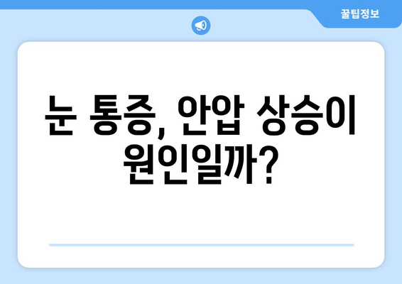 눈 통증, 안압 상승이 원인일 수 있어요? | 안압, 눈 통증, 원인, 진단, 치료