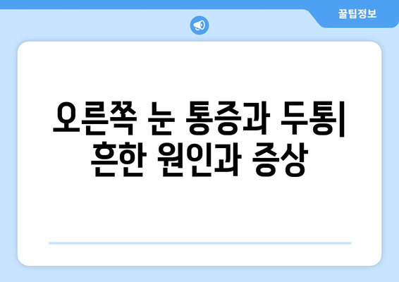 오른쪽 눈 통증과 두통| 잠재적 원인과 해결책 | 눈 통증, 두통, 원인, 진단, 치료