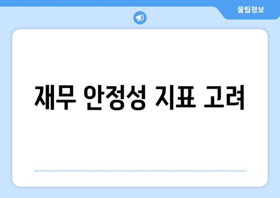 재무 안정성 지표 고려