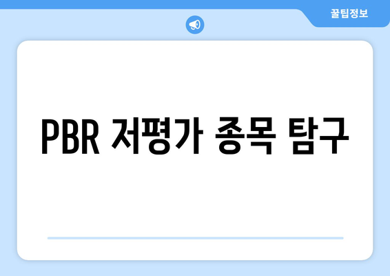 PBR 저평가 종목 탐구