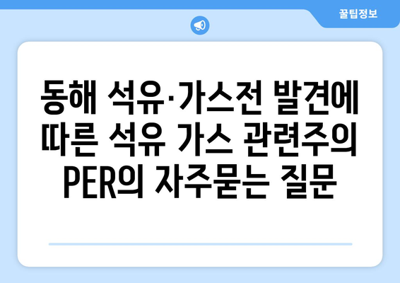 동해 석유·가스전 발견에 따른 석유 가스 관련주의 PER