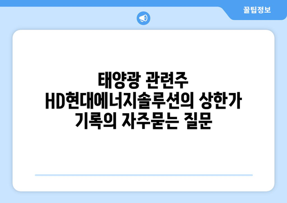 태양광 관련주 HD현대에너지솔루션의 상한가 기록