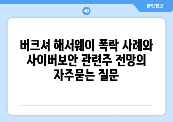 버크셔 해서웨이 폭락 사례와 사이버보안 관련주 전망