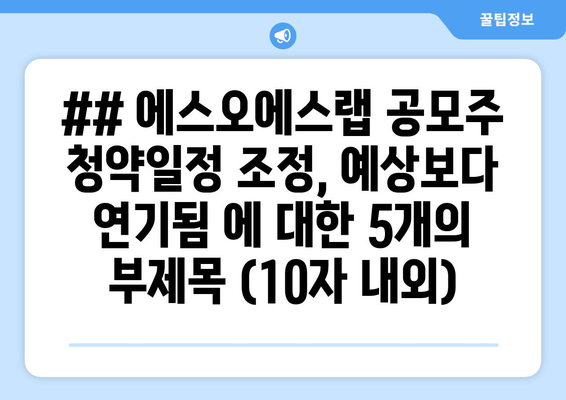 ## 에스오에스랩 공모주 청약일정 조정, 예상보다 연기됨 에 대한 5개의 부제목 (10자 내외)