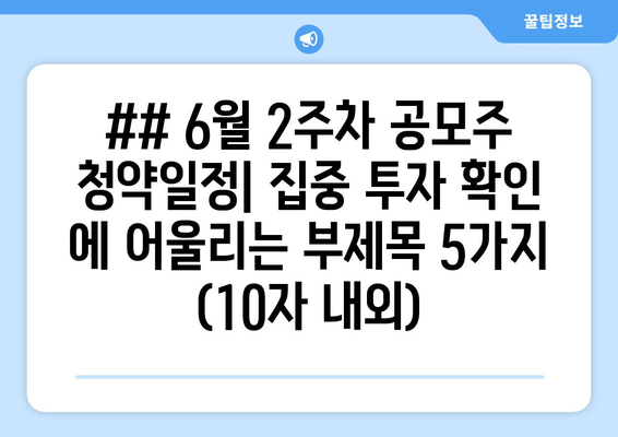 ## 6월 2주차 공모주 청약일정| 집중 투자 확인 에 어울리는 부제목 5가지 (10자 내외)