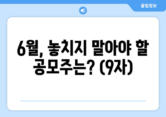 6월, 놓치지 말아야 할 공모주는? (9자)