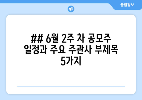 ## 6월 2주 차 공모주 일정과 주요 주관사 부제목 5가지