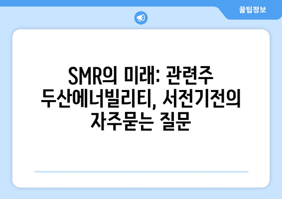 SMR의 미래: 관련주 두산에너빌리티, 서전기전