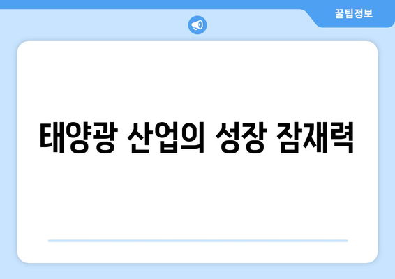 태양광 산업의 성장 잠재력