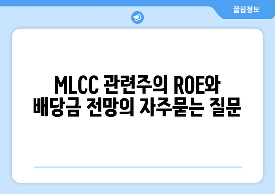 MLCC 관련주의 ROE와 배당금 전망