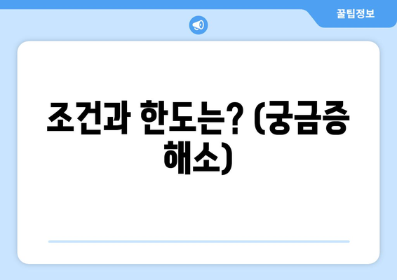 조건과 한도는? (궁금증 해소)