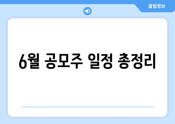 6월 공모주 일정 총정리