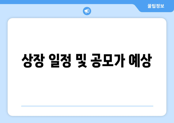 상장 일정 및 공모가 예상