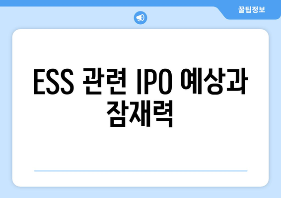 ESS 관련 IPO 예상과 잠재력