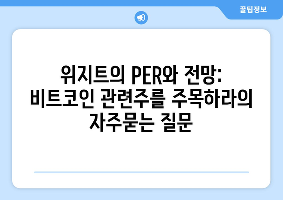 위지트의 PER와 전망: 비트코인 관련주를 주목하라