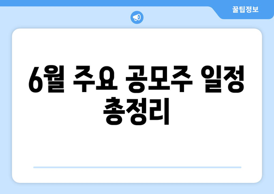 6월 주요 공모주 일정 총정리