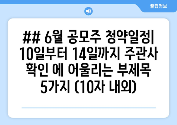 ## 6월 공모주 청약일정| 10일부터 14일까지 주관사 확인 에 어울리는 부제목 5가지 (10자 내외)