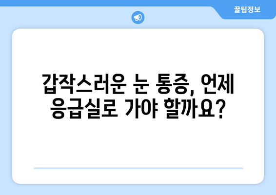 갑자기 눈 주변 통증? 꼭 가봐야 할 병원 | 눈 통증, 갑작스러운 통증, 안과, 응급실, 진료