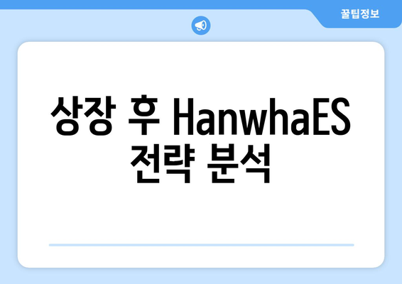 상장 후 HanwhaES 전략 분석