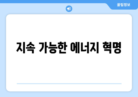 지속 가능한 에너지 혁명