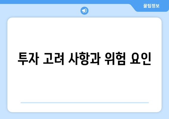 투자 고려 사항과 위험 요인