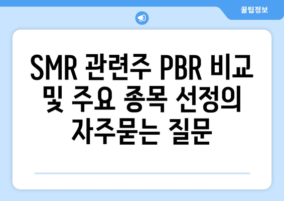 SMR 관련주 PBR 비교 및 주요 종목 선정