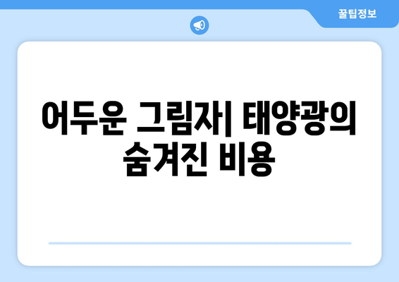 어두운 그림자| 태양광의 숨겨진 비용