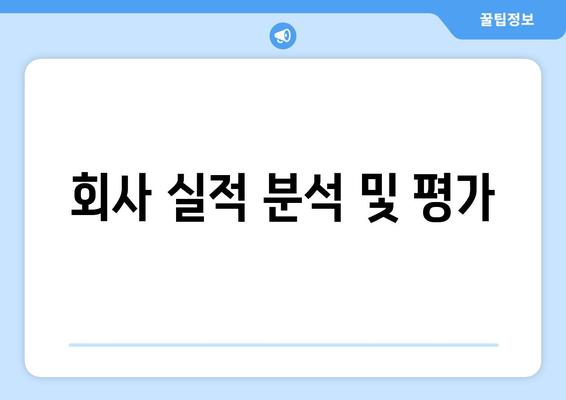 회사 실적 분석 및 평가