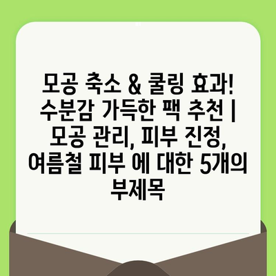 모공 축소 & 쿨링 효과! 수분감 가득한 팩 추천 | 모공 관리, 피부 진정, 여름철 피부