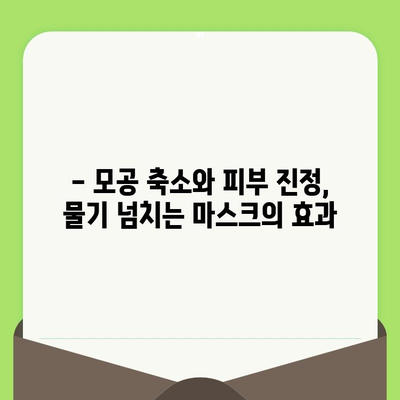 물기 넘치는 마스크, 모공 축소와 피부 진정을 위한 솔루션 | 모공 관리, 피부 트러블, 수분 마스크