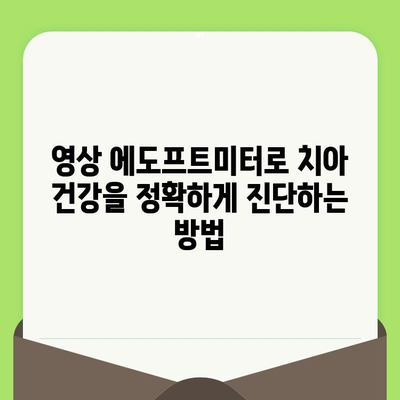 영상 에도프트미터로 치아 건강 상태를 정확하게 파악하는 방법 | 치아 건강, 구강 관리, 에도프트미터 활용