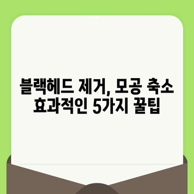 블랙헤드 제거, 모공 고민 해결하는 5가지 방법 | 블랙헤드, 모공 축소, 피부 관리, 홈케어