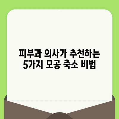 모공 축소 전문가의 비밀 공개! | 피부과 의사가 알려주는 효과적인 솔루션 5가지