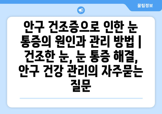 안구 건조증으로 인한 눈 통증의 원인과 관리 방법 | 건조한 눈, 눈 통증 해결, 안구 건강 관리