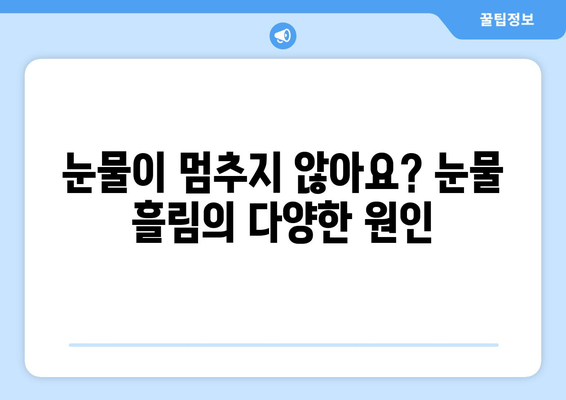 눈물 펑펑, 눈 통증까지? 눈이물림과 눈 통증의 원인 알아보기 | 눈 건강, 안과 질환, 눈 관리 팁