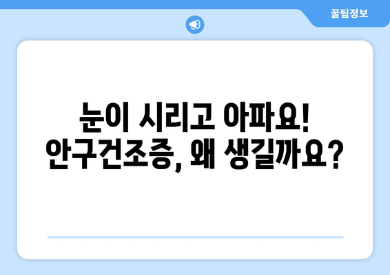 안구 건조증 눈통증, 왜 생길까요? 관리 방법과 함께 알아보세요 | 눈 건조증, 눈 통증, 관리법, 원인, 증상, 예방