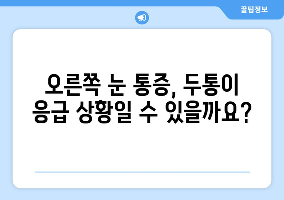 오른쪽 눈 통증과 두통| 응급 상황인지 알아보는 5가지 체크리스트 | 눈 통증, 두통, 응급 상황, 증상 판별, 건강 정보