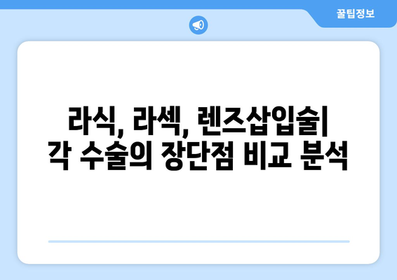 시력 교정 수술 종류별 핵심 비교| 나에게 맞는 수술은? | 라식, 라섹, 렌즈삽입술, 시력교정, 안과