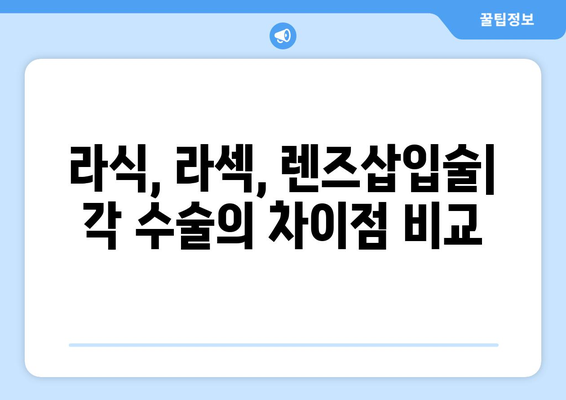 시력 교정술 종류| 각각의 특징과 장단점 비교 | 라식, 라섹, 렌즈삽입술, 시력교정, 눈 수술, 안과