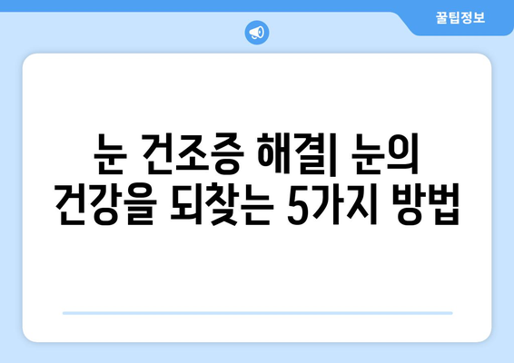 눈 건조증으로 인한 눈 통증, 원인과 해결책| 눈의 건강을 되찾는 5가지 방법 | 눈 건조증, 눈 통증, 안구 건강, 눈 관리 팁