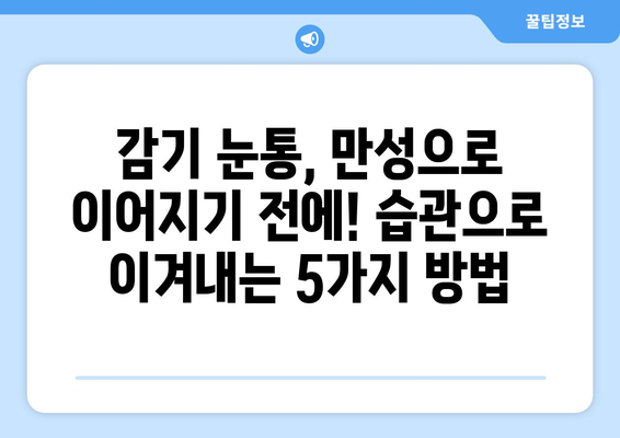 감기 눈통, 만성으로 이어지기 전에! 습관으로 이겨내는 5가지 방법 | 눈 건강, 감기, 면역력, 건강 관리