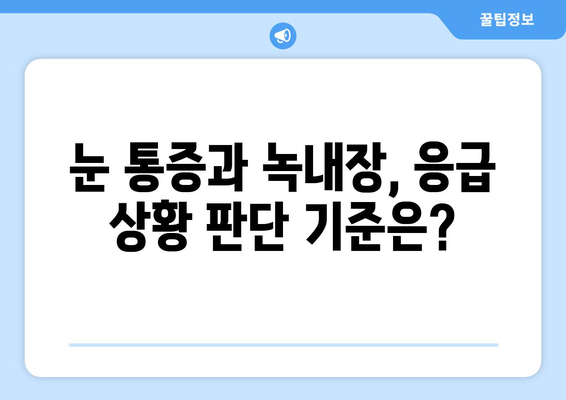 눈 통증과 녹내장| 응급 상황, 이렇게 판단하세요! | 눈 통증, 녹내장 증상, 응급 처치, 안과 진료