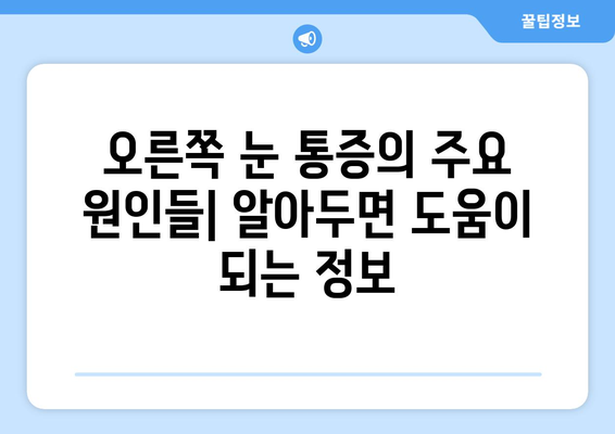 오른쪽 눈 통증과 두통| 잠재적 원인과 대처법 | 눈 통증, 두통, 원인 분석, 치료