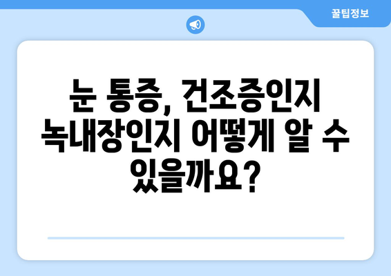 눈이 건조해도 녹내장? 눈 통증의 원인 알아보기 | 건조증, 녹내장, 눈 통증, 진단