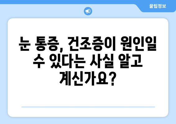 눈 통증의 진짜 원인| 건조증? 놓치기 쉬운 증상과 해결 방안 | 눈 건강, 안구 건조증, 통증 완화